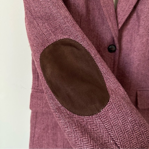 J. Crew Wool Blend Blazer With Elbow Patches In Maroon Size 8 - Picture 5 of 8